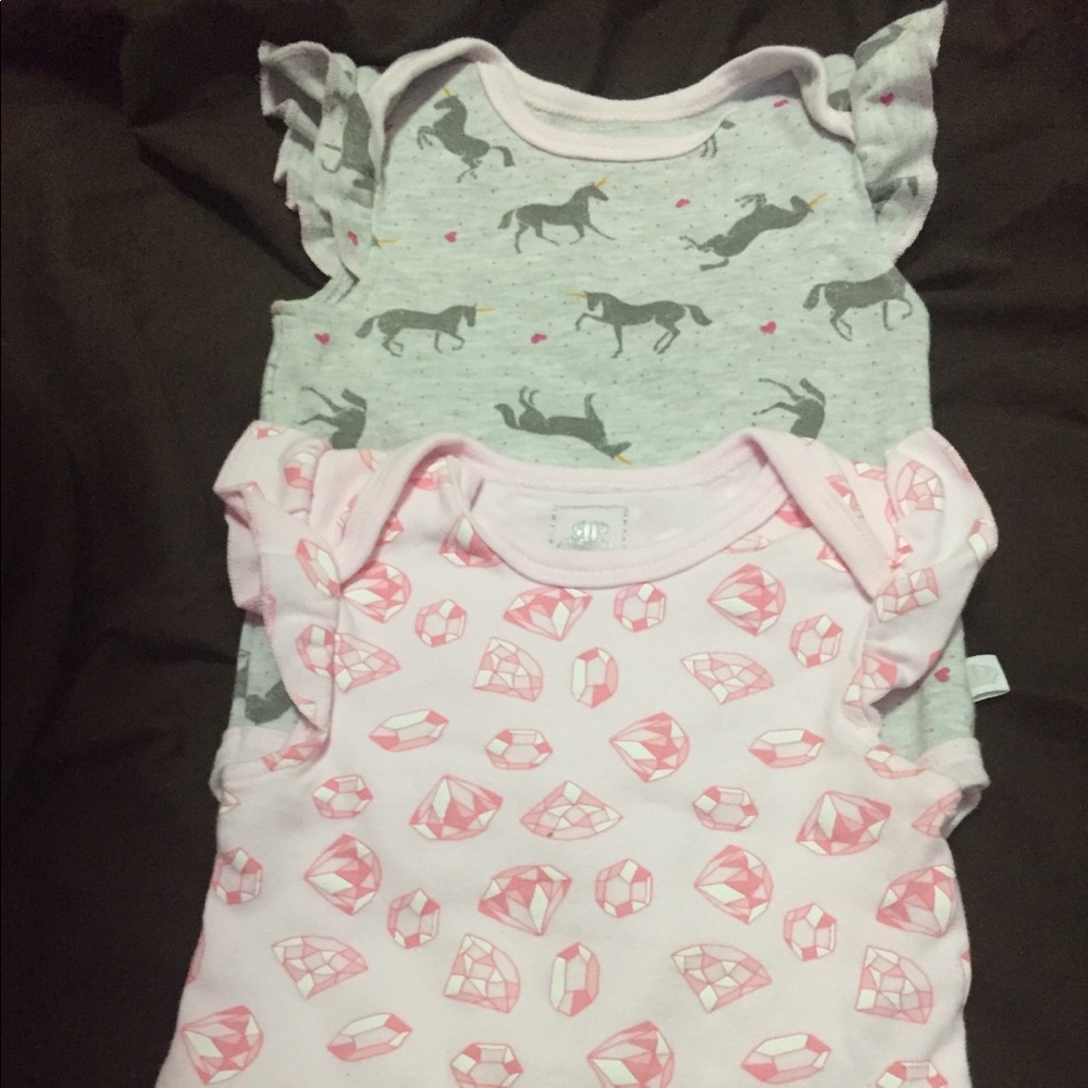 2 ruffle sleeve onsies